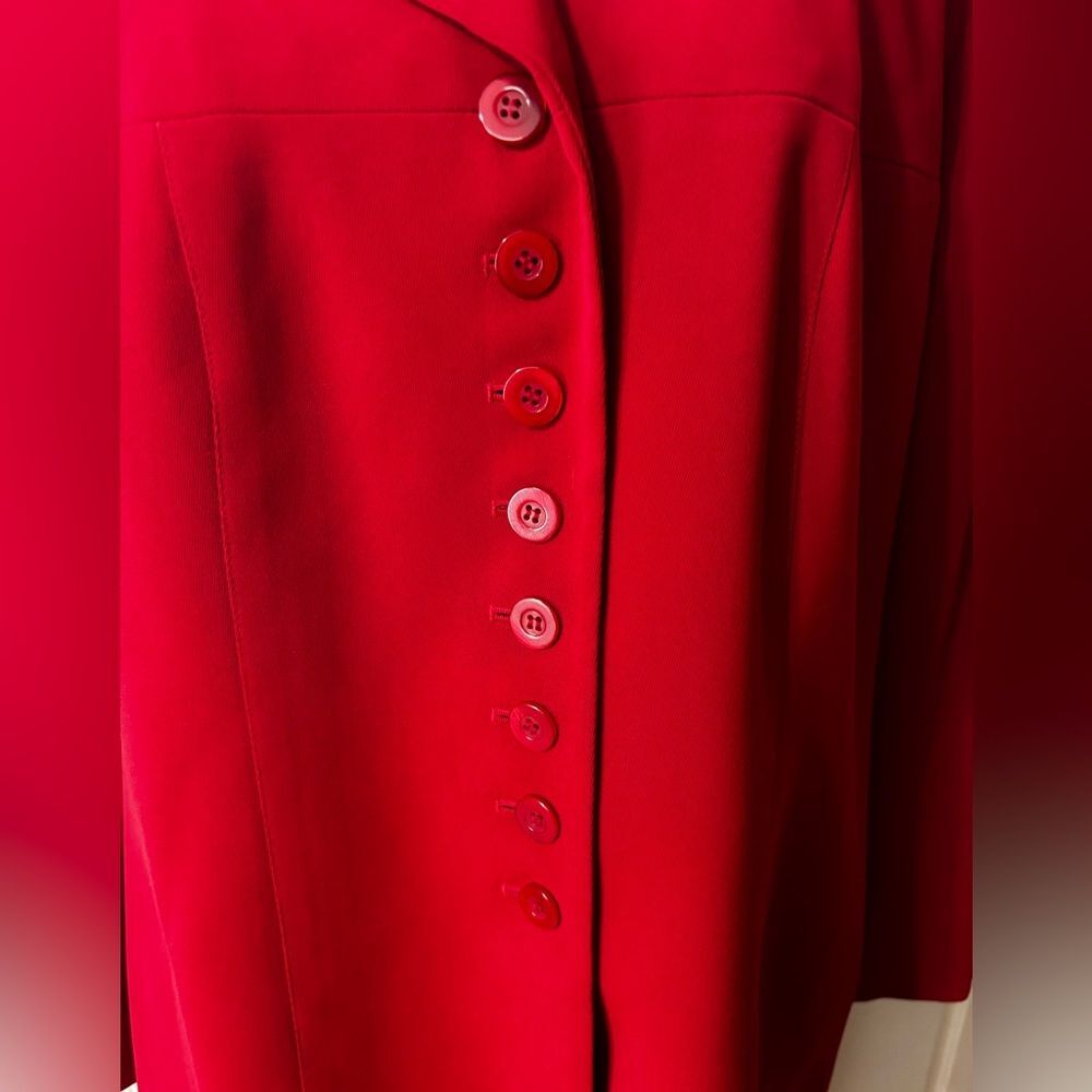 Le Suit Classic Skirt Suit Set Women's Size 14W Red Pockets Lined Holiday READ - Picture 2 of 16